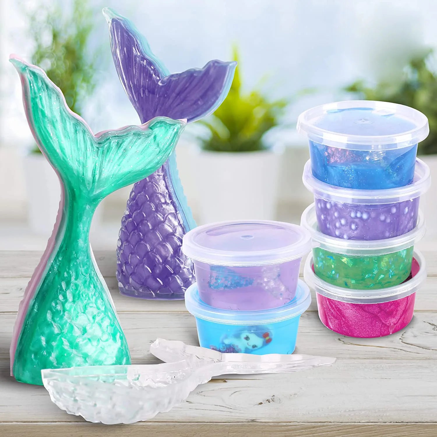DIY Slime Kit Mermaid Crystal Slime Making Set Handmade Stress Relief Fluffy Bubble Slime Toys for Kids