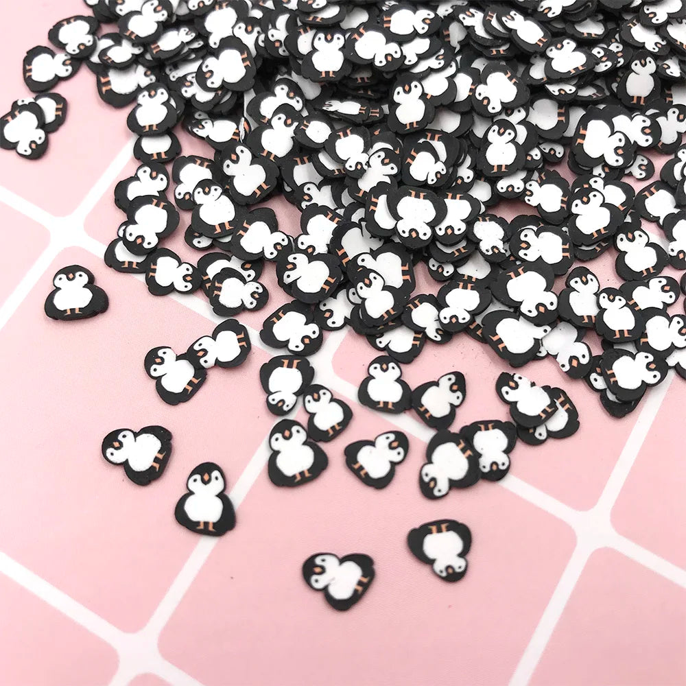100g Clay Cartoon Penguin Slices Sprinkles for Crafts DIY Nail Art Scrapbooking Decoration Crystal Mud Slime Filler 4*6mm