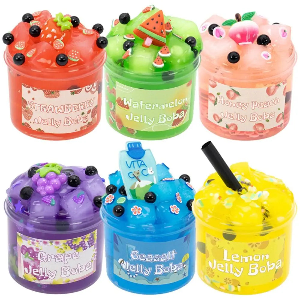 Soft 300ml Slime Kit Non-Sticky Stress Relief Crystal Slime Glitter Fruit Crunchy Clear Slime Party Favor Gifts