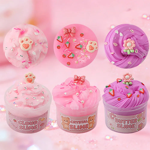 200ML Pink Slime Kit DIY Fluffy Cotton Slime & Butter Slime Set Kids Handmade Craft Slime Combo Box