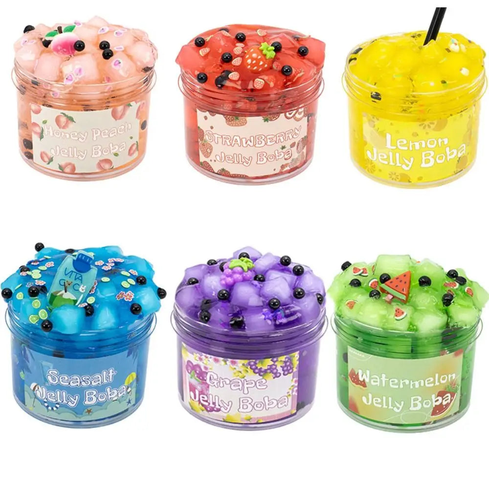 Soft 300ml Slime Kit Non-Sticky Stress Relief Crystal Slime Glitter Fruit Crunchy Clear Slime Party Favor Gifts