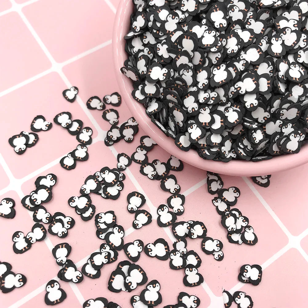 100g Clay Cartoon Penguin Slices Sprinkles for Crafts DIY Nail Art Scrapbooking Decoration Crystal Mud Slime Filler 4*6mm