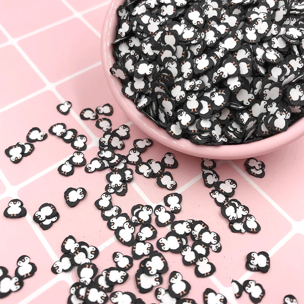 100g Clay Cartoon Penguin Slices Sprinkles for Crafts DIY Nail Art Scrapbooking Decoration Crystal Mud Slime Filler 4*6mm